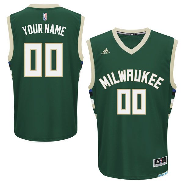 Men Milwaukee Bucks Adidas Hunter Green Custom Road Replica NBA Jersey